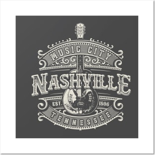 Nashville Music City Tennessee Guitar Vintage Posters and Art